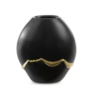 Wazony i flakony - Wazon Ceramiczny Ebru 18X10X20 Czarny + Złoty - miniaturka - grafika 1