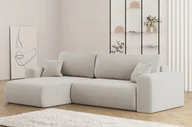 Narożniki - Narożnik CAPRI z funkcją spania i przechowywania sztruks Poso beżowy lewy - miniaturka - grafika 1