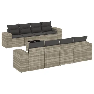 vidaXL 9-częściowa sofa ogrodowa z poduszkami z jasnoszarego polirattanu - Sofy ogrodowe - miniaturka - grafika 1