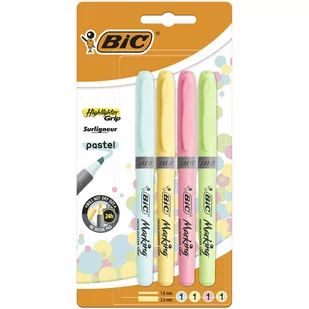 BIC Zakreślacz Highlighter Grip pastelowe kolory 4szt - Przybory szkolne - miniaturka - grafika 2