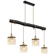 Lampy sufitowe - Globo Comma 15533-4H lampa wisząca zwis 4x40W E27 czarna/złota - miniaturka - grafika 1