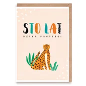 Kartki okolicznościowe i zaproszenia - Kartka urodzinowa Sto lat, Dzika Pantero, eko - Cardie - miniaturka - grafika 1