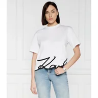 Koszulki i topy damskie - Karl Lagerfeld T-shirt Signature Hem | Relaxed fit - miniaturka - grafika 1