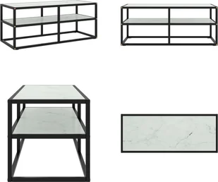 vidaXL Szafka pod TV czarna z hartowanego szkła o marmurowym wyglądzie 100x40x40 cm - Szafka pod TV - Szafki pod TV - Szafka pod TV - Stolik pod TV - Szafki RTV - miniaturka - grafika 1