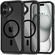 Etui i futerały do telefonów - Etui TECH-PROTECT AirHybrid Magsafe do Apple iPhone 16 Przezroczysto-czarny - miniaturka - grafika 1