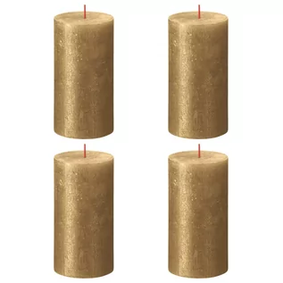 Świece - Bolsius Rustykalne świece pieńkowe Shimmer, 4 szt., 130x68 mm, złote - grafika 1