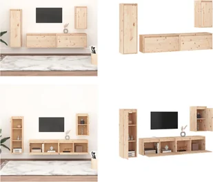 vidaXL Szafki pod telewizor 4 szt. Lite drewno sosnowe - Szafka pod TV - Szafki pod TV - Szafka pod TV drewniana - Szafka ścienna - Szafki RTV - miniaturka - grafika 1