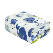 Koce - Koc OCEAN WHALE Wieloryby 130X170 cm Białe tło - miniaturka - grafika 1