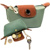 Etui na klucze - Etui na klucze PETERSON modne na suwak kółeczko na klucze portfelik damski zielone - miniaturka - grafika 1