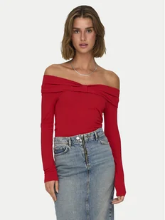 ONLY Bluzka Fayola 15339435 Czerwony Slim Fit - Bluzki damskie - miniaturka - grafika 1