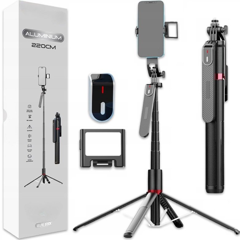 Selfie Stick Statyw Tripod Kijek Do Telefonu Lampa Led Pilot Bluetooth