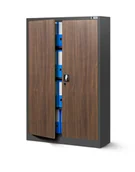 Szafki BHP - Biurowa szafa metalowa KEVIN: antracyt/orzech 90x140 cm (1386) - miniaturka - grafika 1