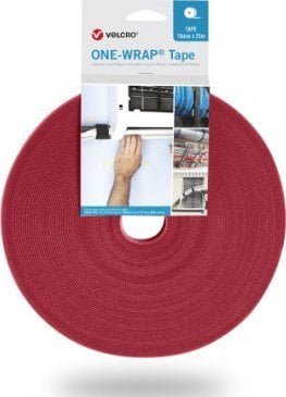 VELCRO One Wrap 16 mm, czerwona, 25 m