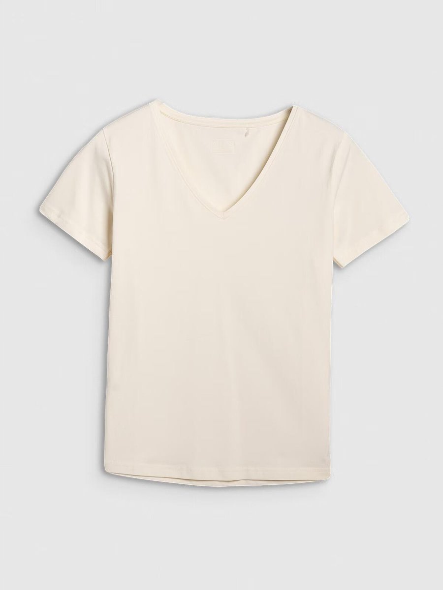 4F T-SHIRT DAMSKA KOSZULKA SLIM F1990 ZAŁAMANA BIEL ROZMIAR XS