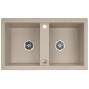 LAVEO SBB 420T BARBADOS Zlewozmywak granitowy 2 komory Wymiary: 480x780x185 mm Kolor: beż - Zlewozmywaki - miniaturka - grafika 1