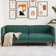 Sofy i kanapy - Sofa 3-osobowa, ciemnozielona, tapicerowana tkaniną - miniaturka - grafika 1
