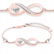 Bransoletki - Bransoletka Pozłacana Serce Białe ze Znakiem Nieskończoności SREBRO 925 - miniaturka - grafika 1