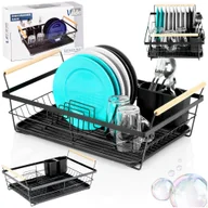 Suszarki do naczyń - Suszarka do suszenia naczyń na naczynia stojąca czarna metalowa 50.5x33x18cm VILDE 229189 - miniaturka - grafika 1