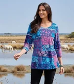 Koszulki i topy damskie - Tunika z nadrukiem patchwork Kobieta Atlas For Men - Kolor : Motywy - Rozmiar : 36/38 - miniaturka - grafika 1