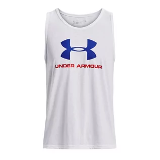 Koszulki męskie - Under Armour, Top sportowy męski, Sporstyle Logo Tank, 1329589-104, Biały, Rozmiar M - grafika 1