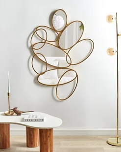 Metalowe lustro ścienne 113 x 77 cm złote DECIZE Lumarko! - Lustra - miniaturka - grafika 3