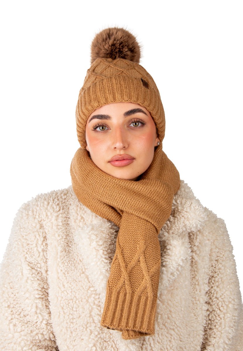 KOMPLET DAMSKI CZAPKA SZALIK ZIMOWY CIEPŁY POLAR Polskiej produkcji 07 -55