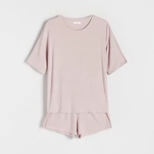 Reserved - Dwuczęściowa piżama z wiskozy - Różowy - Piżamy damskie - miniaturka - grafika 1