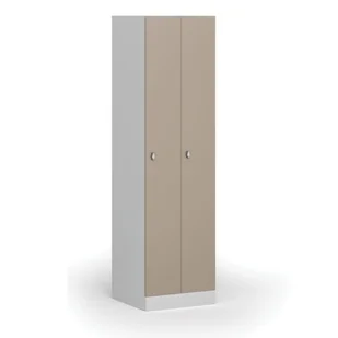 Szafka ubraniowa metalowa, 2 szafki, 1850 x 500 x 500 mm, zamek obrotowy, drzwi beżowe - Szafki biurowe - miniaturka - grafika 1