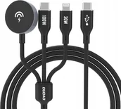 Kable USB - Dudao Kabel z ładowarką do Apple Watch Dudao A12Max+ PD 100W 3w1: USB-C Lightning 1,2m - czarny - miniaturka - grafika 1