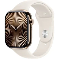 Smartwatch - Apple Watch 10 GPS + Cellular 42mm z tytanu złotym pasek sportowy M/L Beżowy - miniaturka - grafika 1