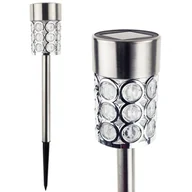 Lampy ogrodowe - Lampka Solarna Wbijana Glamour Srebrna Kryształki - miniaturka - grafika 1