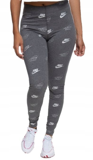 Legginsy Nike Srebrne Logo Tight Fit Regular Length CJ4061071 r. S
