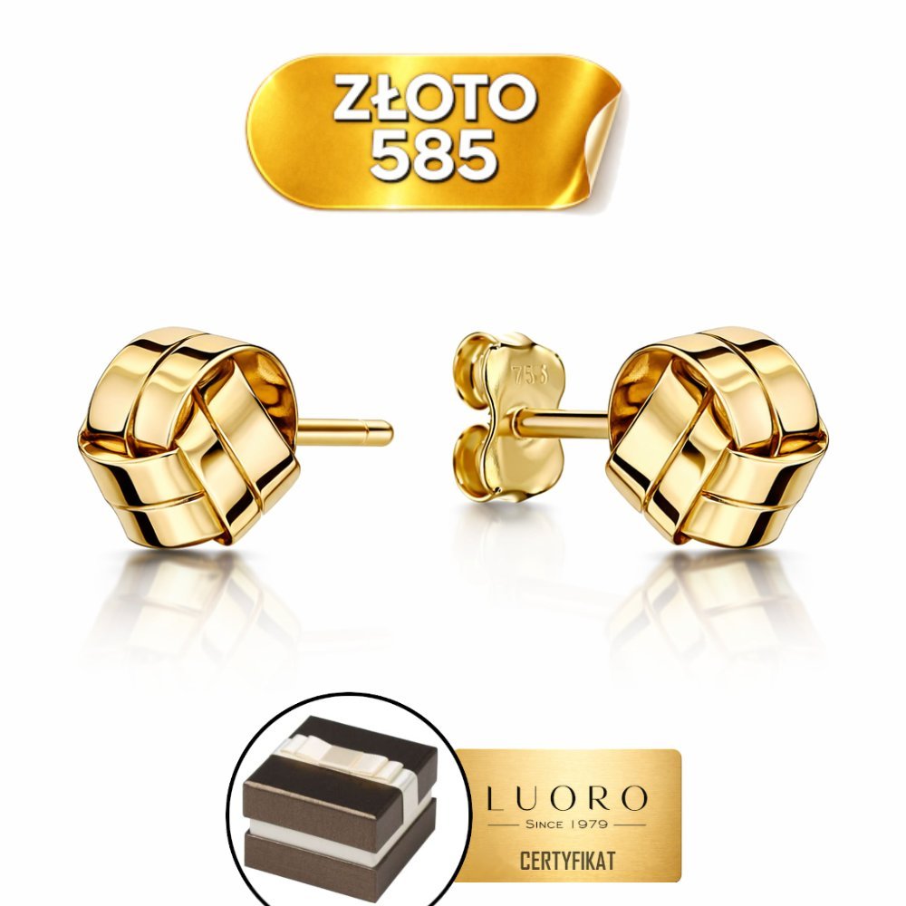 KOLCZYKI ZŁOTE 585 14K GŁADKIE SUPEŁKI NA SZTYFCIE SZEROKOŚĆ 9,3 MM