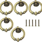 Zawiasy, okucia i inne akcesoria - szt. uchwytów meblowych w stylu vintage, antyczny mosiężny pierścień do uchwytu, gałki ze śrubami, do szafek kuchennych, szuflad, komód - miniaturka - grafika 1