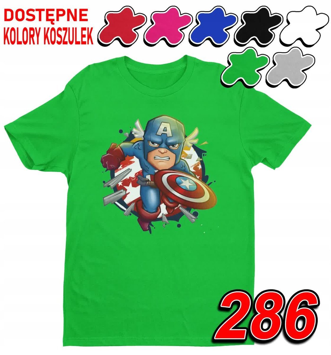 Dziecięca Koszulka T-Shirt Z Nadrukiem Kapitan Ameryka -M 134-140