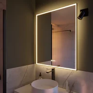 Lustra - Lustro podświetlane prostokątne w ramie Neo, czarne, dł. 75 x wys. 90 cm, rama czarna - miniaturka - grafika 1