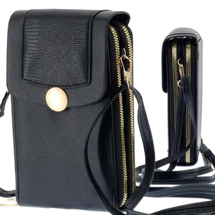 Wyjściowa Torebka Damska Na Ramię Organizer Kopertówka Czarna Wieczorowa - Torebki damskie Wyjściowa Torebka Damska Na Ramię Organizer Kopertówka Czarna Wieczorowa - Torebki damskie - miniaturka - grafika 1