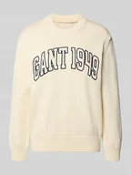 Swetry damskie - Sweter z dzianiny z wyhaftowanym logo i okrągłym dekoltem - miniaturka - grafika 1