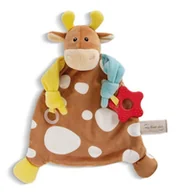 Zabawki sensoryczne - NICI 48892 Kocyk 25x25cm Krowa z gryzakiem i przystawką do smoczka - miniaturka - grafika 1