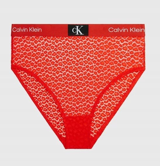 Calvin Klein Koronkowe Figi Z Wysokim Stanem Czerwone Xs 0Z8A4_B* Tia
