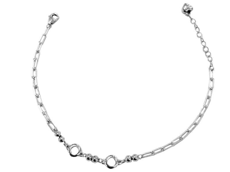 Bransoletka ze srebra 925 kółeczka ringi z kuleczkami na łańcuszku