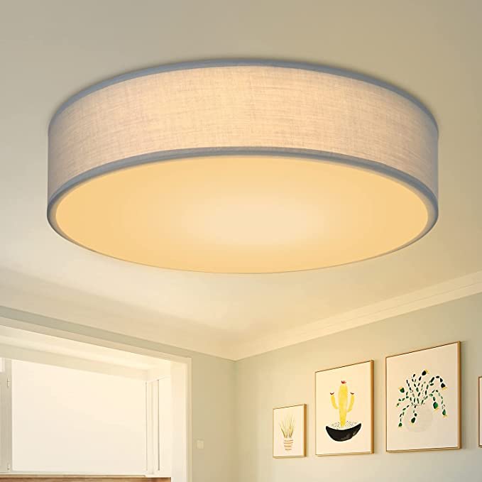 ZMH lampa sufitowa do sypialni okrągła 1 żarówka E27 lampa do salonu tkanina nowoczesna lampa do sypialni szara lampa kuchenna z kloszem z tkaniny lampa do przedpokoju do salonu kuchni przedpokoju średnica 30 cm