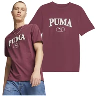 Koszulki męskie - Puma Koszulka Męska Bordowy Logo Bawełna Rozmiar L - miniaturka - grafika 1