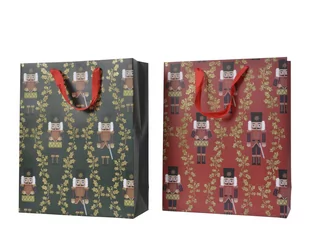 Torebka prezentowa brokatowa dziadek do orzechów czerwona/zielona - Opakowania i torebki na prezenty - miniaturka - grafika 1