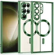 Etui i futerały do telefonów - Etui Supero magnetyczne tpuplating do Galaxy S22 Ultra, przezroczysto-zielone - miniaturka - grafika 1