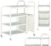 Meble kosmetyczne - Pomocnik kosmetyczny fryzjerski do salonu uniwersalna szafka wózek stolik na kółkach z koszem - miniaturka - grafika 1