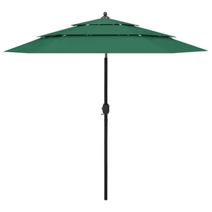 vidaXL 3-poziomowy parasol na aluminiowym słupku, zielony, 2,5 m 313861 - Parasole ogrodowe - miniaturka - grafika 1