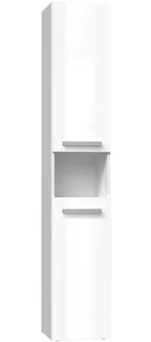 Wąska szafka do łazienki z koszem na pranie biel połysk G0-R77 - Szafki łazienkowe - miniaturka - grafika 1