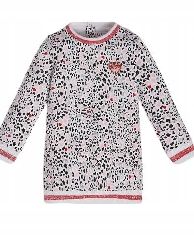 Guess Bluzka Dziecięca Długi Rękaw Panterka Serca Bawełna 86/91 Gxa