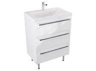 Szafki łazienkowe - Szafka Stojąca Z Umywalką ATH 60 cm - Biały Wysoki Połysk - Uchwyty Chromowane - miniaturka - grafika 1